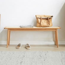 Zaynah Oak Wood & Rattan Ottoman Bench